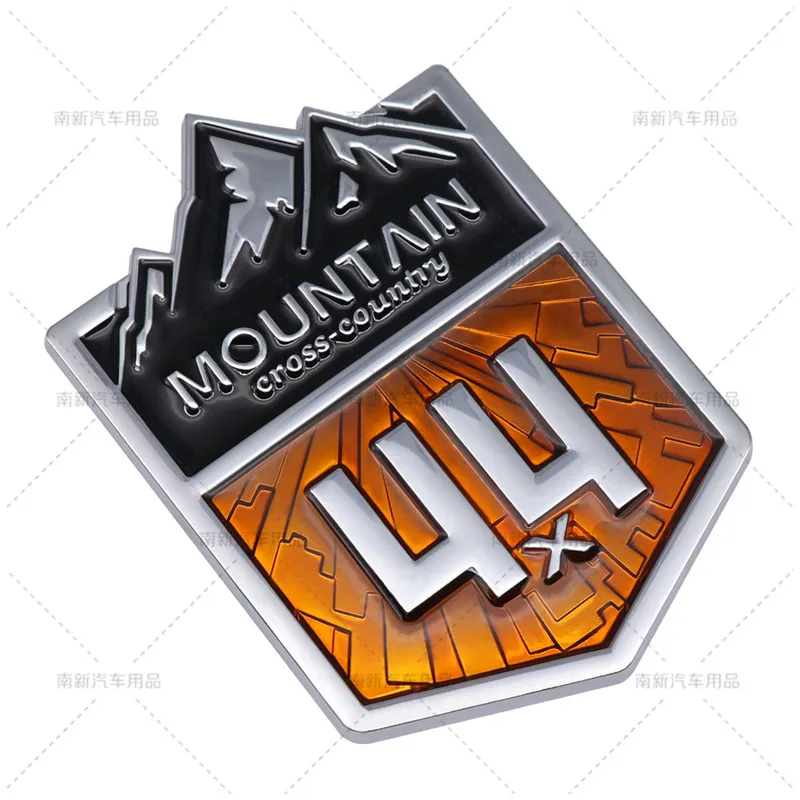 Cross-country Mountain 4X4 Emblem Grille Car Badge Stickers Metal Decal For Jeep Grand Cherokee Wrangler Toyota Highlander -