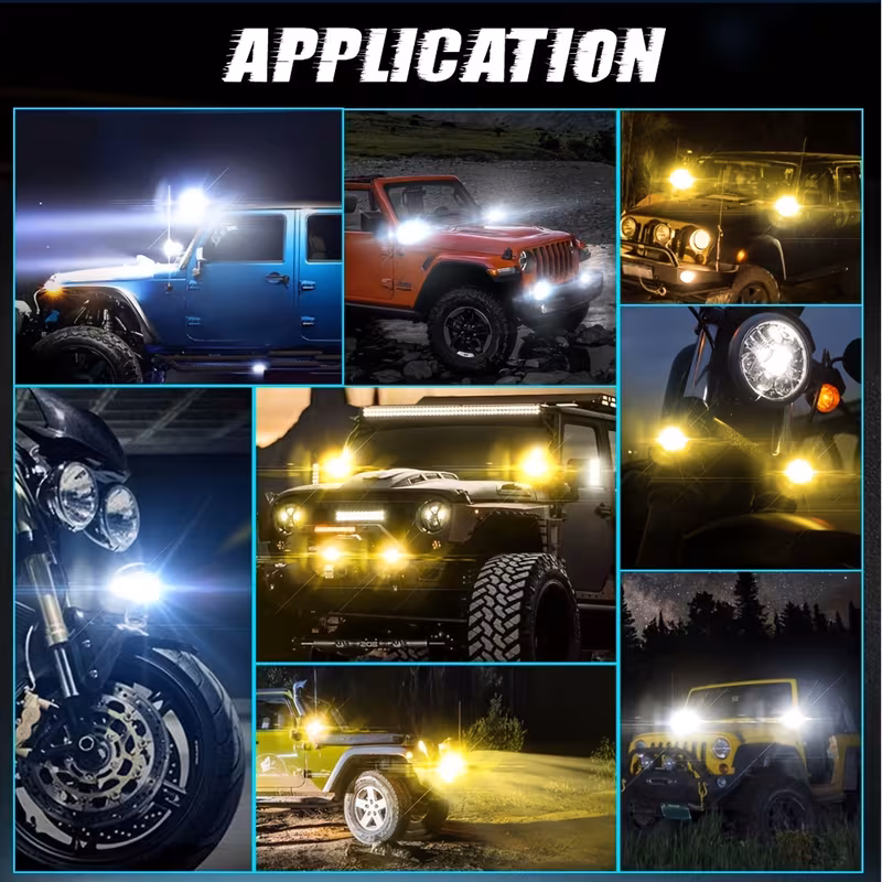 10.16cm LED Work Light Dual Color Lens Driving Fog Lamp Hi Beam Lighthouse Mile for Motorcycle Car Trucks SUV UTV, Offroad Lighting, Truck Accessories, Compact Design, Rugged Light, Heavyduty Build, Longlasting LED, Auxiliary Lighting, Offroad Enthusiasts, Utv Users